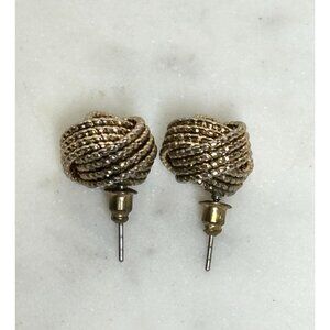 Vintage Gold Rope Knot Stud Earrings Classic Nautical Love Knot